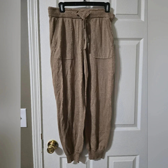 MOD REF The Reni Pants, Tan/Camel Sweater Knit Joggers, Elastic Waist, EUC! - Picture 2 of 11